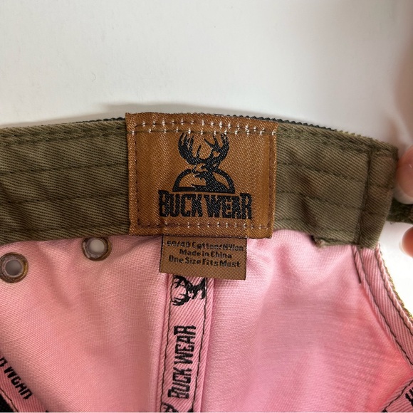 Buckwear Hunt Like a Girl! Pink Green Camo Baseball Hat Cap Deer Antlers Hunting - Picture 8 of 8